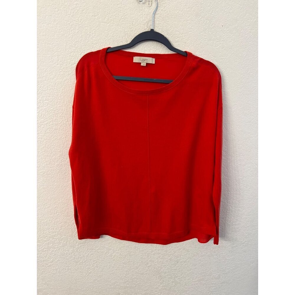 Loft Ann Taylor red long sleeve shirt women size large